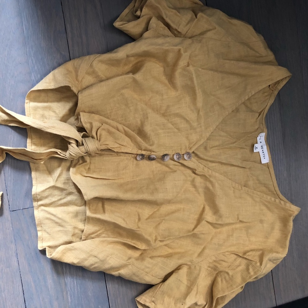 PACSUN cropped vintage yellow tie top